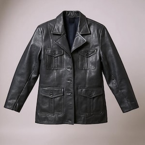 Vintage 90s Black Leather Motorcycle Jacket Medium