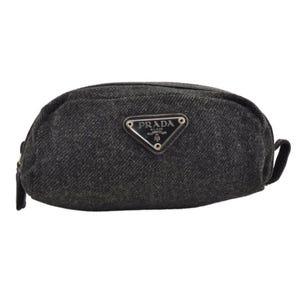 Vintage PRADA authentische Tasche Tasche Wolle Leder Clutch Schwarz