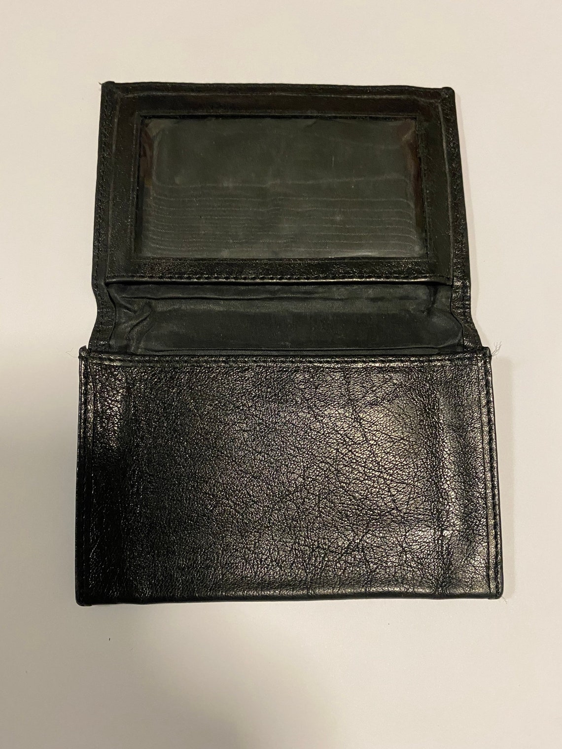 Vintage 90s Genuine Leather Billfold Wallet in Black Leather Etsy UK