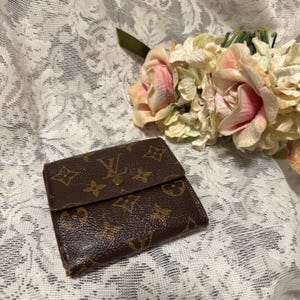Authentic Vintage Louis Vuitton Monogram Elise Trifold Leather Wallet Brown
