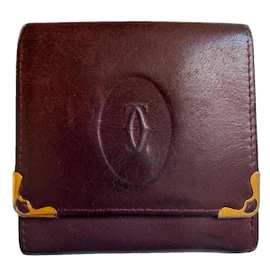 Cartier Authentic Vintage Couro Bordeaux Porta-moedas