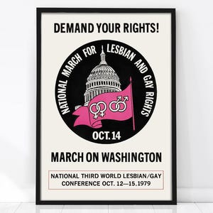 Vintage Gay Poster, Lesbian and Gay Rights, Retro Gay Print, LGBT History, Lesbian Poster, Gay Wall Art, Pride Month, Vintage Wall Decor