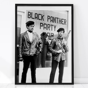 Black Panther Poster, Huey P. Newton y Bobby Seale, Vintage Photograph, Black History, Civil Rights, Activism Print, Black Panther Party