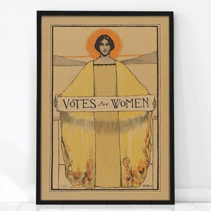 Vintage Feminist Poster, Votes for Women Art, Feminist Wall Art, Women&#39;s Suffragette Poster, Retro Poster, Feminist Gift, Vintage Wall Decor