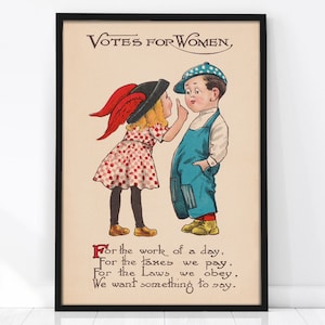 Feminist Vintage Poster, Votes for Women Poster, Feminist Poster, Suffragette Poster, Vintage Wall Art, Feminist Wall Art, Retro Poster