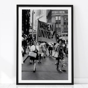 United Women Poster, Vintage Feminist Poster, Activist Print, Black and White Photograph, Feminist Wall Art, Retro Poster, Women&#39;s Rights