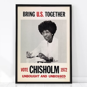 Vintage Feminist Print, Shirley Chisholm Poster, Feminist Wall Art, Vintage Poster, Famous Women Black History, Feminist Gift, Retro Poster