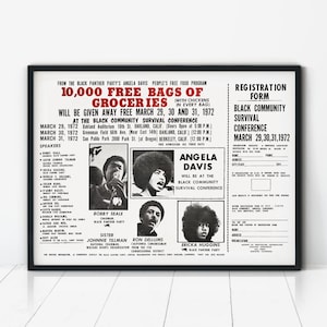 Black Panther flier shows images of figures such as Angela Davis and Bobby Seale