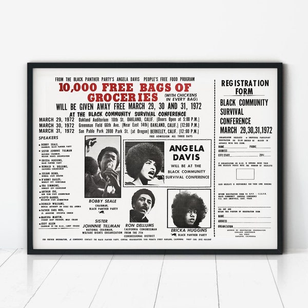 Black Panther Poster, Angela Davis Print, Vintage Poster, Famous Women Black History, Retro Poster, Activist Poster, Black Power Poster