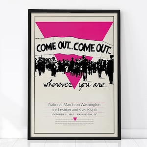 Retro Gay Poster, Lesbian and Gay Rights March Poster, Gay Print, Retro Wall Art, Gay Art, Vintage Poster, Lesbian Poster, Queer Art Print