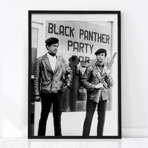 Black Panther Poster, Huey P. Newton y Bobby Seale, Vintage Photograph, Black History, Civil Rights, Activism Print, Black Panther Party