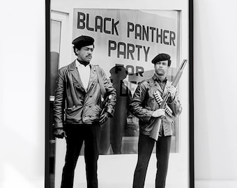 Black Panther Poster, Huey P. Newton y Bobby Seale, Vintage Photograph, Black History, Civil Rights, Activism Print, Black Panther Party