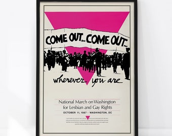Retro Gay Poster, Lesbian and Gay Rights March Poster, Gay Print, Retro Wall Art, Gay Art, Vintage Poster, Lesbian Poster, Queer Art Print