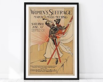 Vintage Feminist Poster, Women's Suffragette Poster, Feminist Wall Art, Vintage Poster, Votes for Women Art, Feminist Gift, Vintage Wall Art