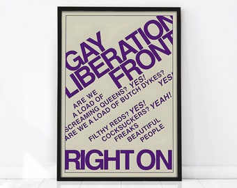 Gay Liberation Front Poster, Gay Poster, Vintage Poster, Gay Art, Lesbian Poster, Gay Rights, Pride Art, Gay Gifts, Queer Art, Front 1970