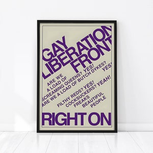 Gay Liberation Front Poster, Gay Poster, Vintage Poster, Gay Art, Lesbian Poster, Gay Rights, Pride Art, Gay Gifts, Queer Art, Front 1970