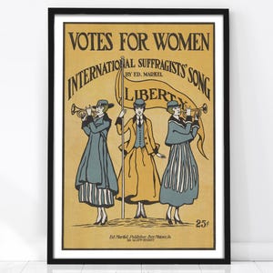 Votes for Women Poster – Feminist Vintage Poster, Suffragette Print, Women’s Rights Decor, Retro Poster, Feminist Gift, Vintage Wall Decor