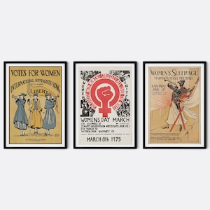 Set of 3 Vintage Feminist Posters, Vintage Poster, Feminist Art, Suffragette Poster, Retro Poster, Feminist Prints, Votes for Women, Gift