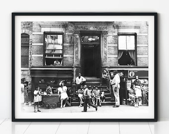 Harlem 1930s Street Scene Print, Vintage Black History Poster, Retro New York City Photo, Black and White Photography, NYC Wall Decor