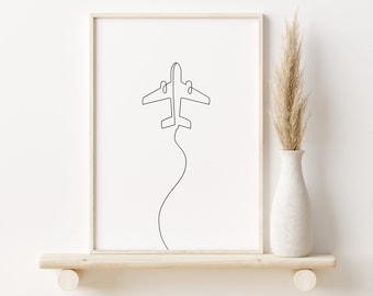 Airplane Print, Plane Poster, Airplane Wall Art, Kids Room Decor, Nursery Wall Art, Airplane Line Art, Kids Art Travel, Boys Room Wall Art