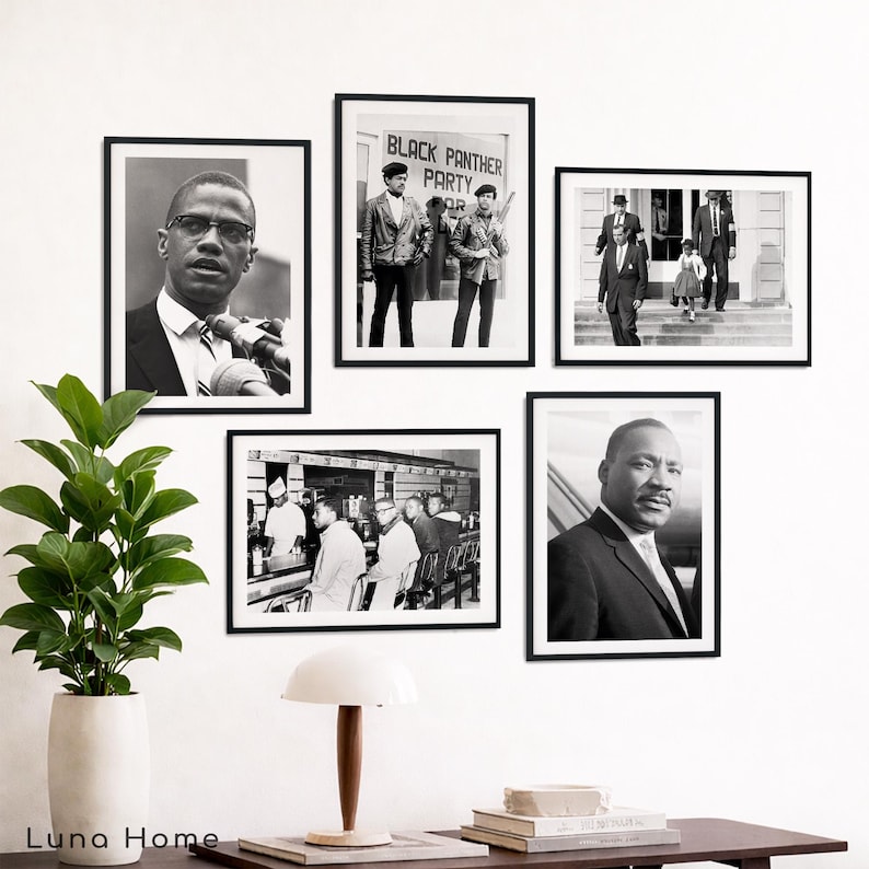 African American History Prints Set, Black and White Vintage Photos ...