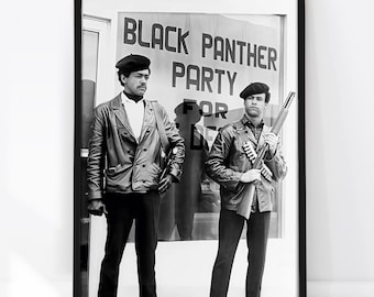 Black Panther Poster, Huey P. Newton y Bobby Seale, Vintage Photograph, Black History, Civil Rights, Activism Print, Black Panther Party