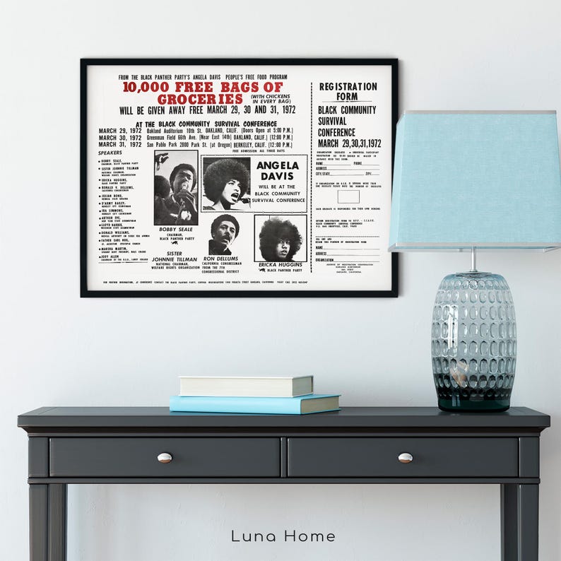 Black Panther Poster, Angela Davis Print, Vintage Poster, Famous Women Black History, Retro Poster, Activist Poster, Black Power Poster Bild 9