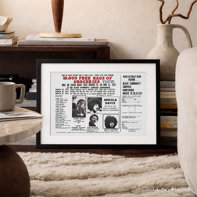 Black Panther Poster, Angela Davis Print, Vintage Poster, Famous Women Black History, Retro Poster, Activist Poster, Black Power Poster Bild 3