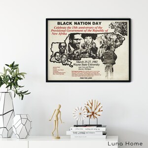 Black Nation Day Poster 1983, Vintage Black Power Print, Republic of New Afrika, African American History, Protest Wall Art image 3