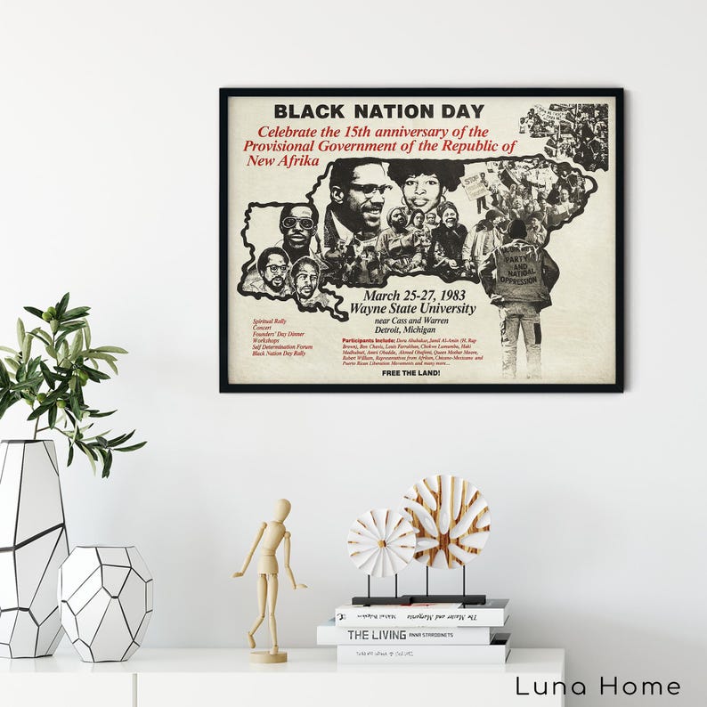 Black Nation Day Poster 1983, Vintage Black Power Print, Republic of New Afrika, African American History, Protest Wall Art image 3