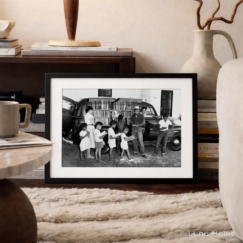 African American Children at Bookmobile, Black History Month Print, Vintage Historical Photo, Civil Rights Movement, Educational Wall Art image 3
