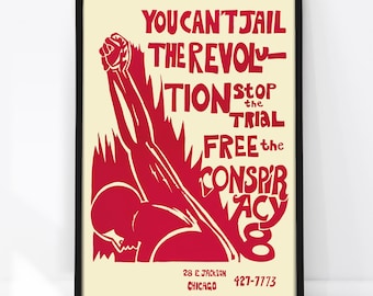 You Can’t Jail the Revolution, 1968 Chicago 8 Vintage Print, Civil Rights Art, Black Power Poster, Activist Wall Decor, Black History Month