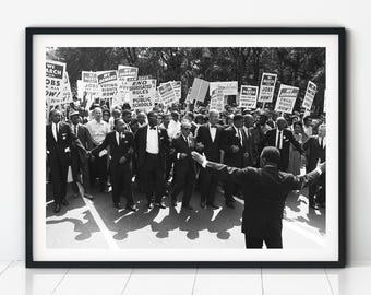 1963 March on Washington Photo, Martin Luther King Print, Black History Month, Social Justice Art, MLK, Jobs and Freedom, Protest Decor
