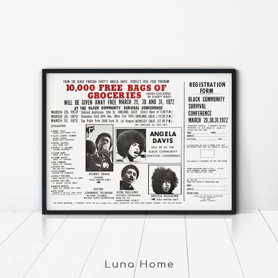 Black Panther Poster, Angela Davis Print, Vintage Poster, Famous Women Black History, Retro Poster, Activist Poster, Black Power Poster