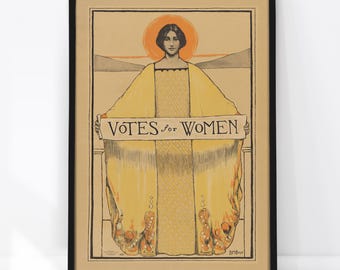 Votes for Women Poster, Vintage Feminist Print, Suffragette Wall Art, Historic Women Rights Decor, Retro Gift
