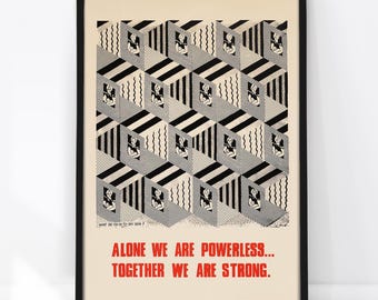 Together We Are Strong Poster, 1976 Vintage Feminist Print, Women’s Liberation Art, Activist Wall Art, Retro Wall Decor