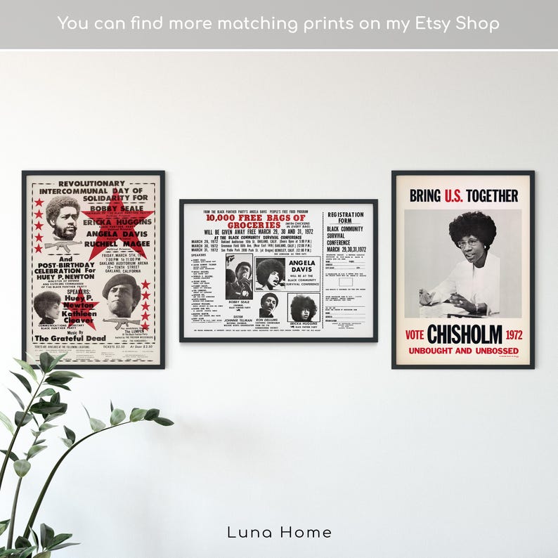Black Panther Poster, Angela Davis Print, Vintage Poster, Famous Women Black History, Retro Poster, Activist Poster, Black Power Poster Bild 7
