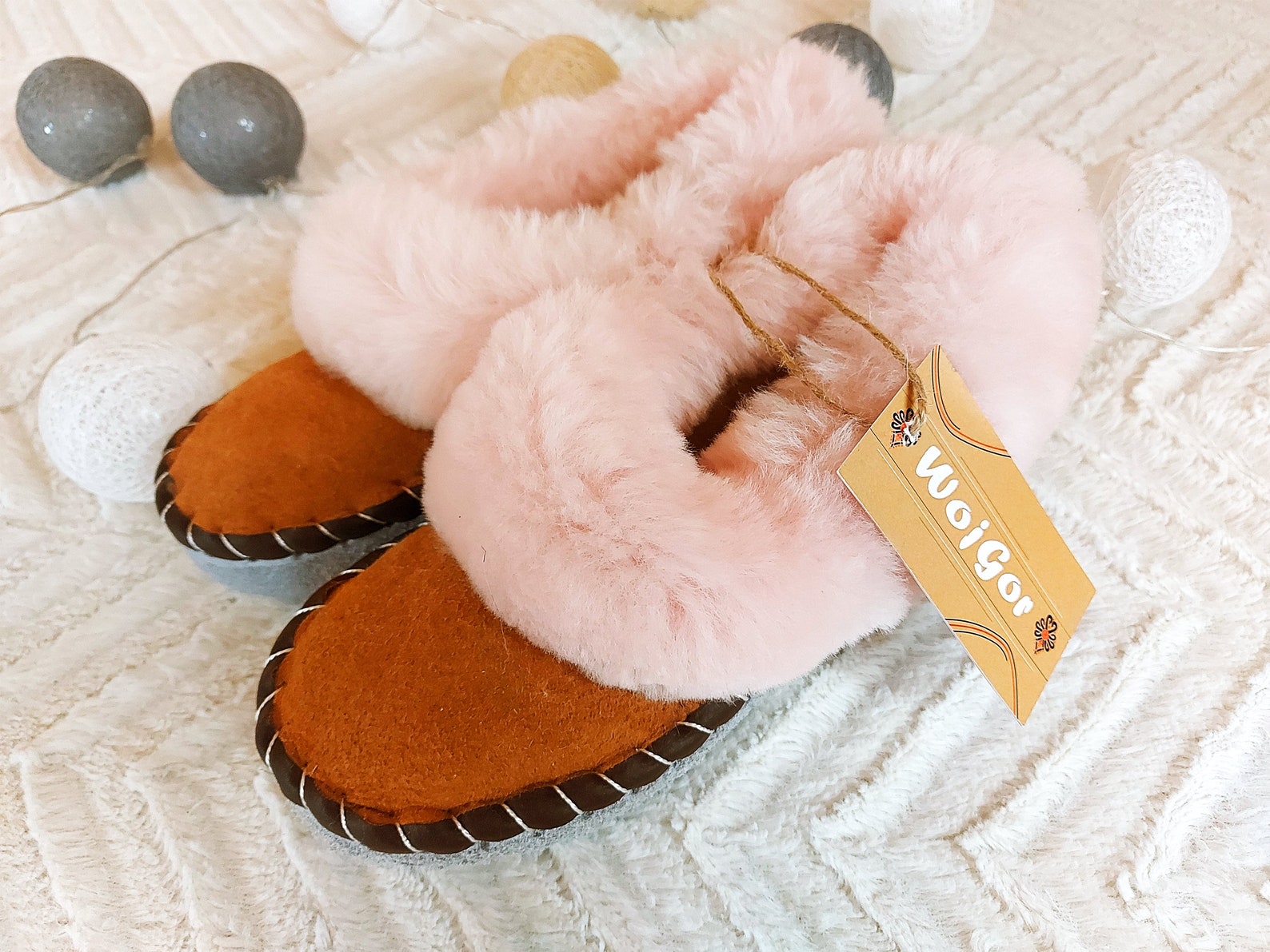 Sheepskin slippers, Lucky dip, Warm moccasins, Polish traditional