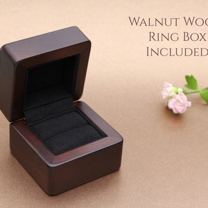 free walnut wood ring box included with every ring purchase, wood wedding ring box