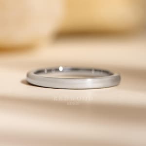 Silver Ring, Polished Tungsten Band, Women's Stackable Ring, Minimalist Promise Ring, 2mm Simple Wedding Band, Anniversary Gift, Jewelry