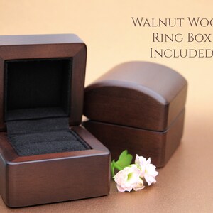 free walnut wood ring box included with every ring purchase, wood wedding ring box