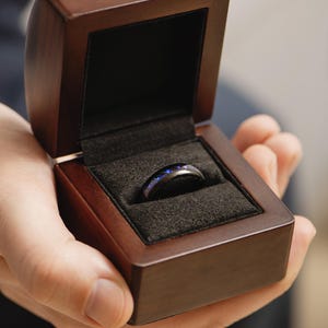 Luxury Walnut Wood Ring Box, Keepsake Wooden Box, Proposal Ring Box, Engagement Box, Anniversary Gift, Unique Handmade box, Wedding Box