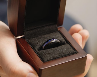 Luxury Walnut Wood Ring Box, Keepsake Wooden Box, Proposal Ring Box, Engagement Box, Anniversary Gift, Unique Handmade box, Wedding Box