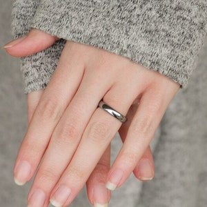 Silver Ring Set, Matching Wedding Bands, 8MM Ring, 4MM Band, Couples Rings, His and Hers Wedding Band, Tungsten Engagement Rings image 5