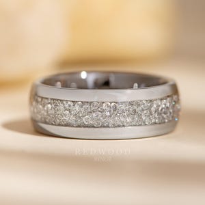 Lab Diamond Ring, 8MM Band, Men&#39;s Ring, Wedding Ring, Silver Ring, Engagement Ring, Minimalist Ring, Women&#39;s Band, Mens Diamond Band