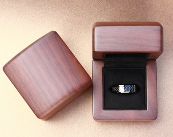 Anello in fibra di carbonio, fede nuziale da uomo, anello nero, anello in tungsteno, anello nero sottile, regalo per l'anniversario del marito, regalo di compleanno da uomo - Italia