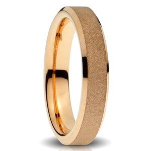 Rose Gold Tungsten Ring, Sandblasted Ring, Wedding Band, 4MM Ring, Men&#39;s Ring, Women&#39;s Engagement Ring, Promise Ring, Sparkle Jewelry