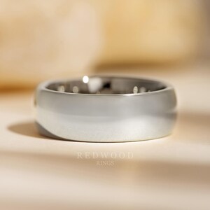Silver Ring Set, Matching Wedding Bands, 8MM Ring, 4MM Band, Couples Rings, His and Hers Wedding Band, Tungsten Engagement Rings image 4