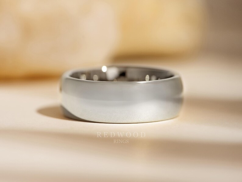 Silver Ring Set, Matching Wedding Bands, 8MM Ring, 4MM Band, Couples Rings, His and Hers Wedding Band, Tungsten Engagement Rings image 4