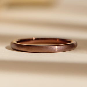 Brown Tungsten Ring, Brushed Wedding Band, 2MM Ring, Comfort Fit Band, Tungsten Carbide Ring, Women&#39;s Stackable Ring, Engagement ring,